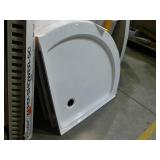 38 in. L x 38 in. W Corner Shower Pan Base with Corner Drain in White