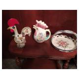 Ceramic Roosters and Basket