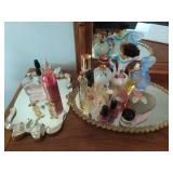 Two Mirrored Tray with Contents
