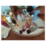 Two Mirrored Tray with Contents