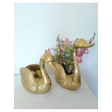 Brass Swan Flower Pot Décor