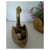 Brass Swan Flower Pot Décor