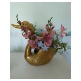 Brass Swan Flower Pot Décor