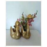 Brass Swan Flower Pot Décor