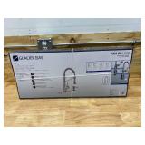 GLACIER BAY Gage Single-Handle Spring Neck Pull-Down Kitchen Faucet with TurboSpray, FastMount, Soap Dispenser in Stainless Steel