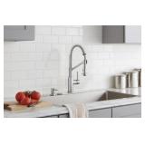 GLACIER BAY Gage Single-Handle Spring Neck Pull-Down Kitchen Faucet with TurboSpray, FastMount, Soap Dispenser in Stainless Steel