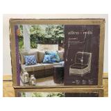 ALLEN + ROTH Lot of 3-  Altadena Wicker Brown Metal Frame Stationary Conversation Chair(s) with Tan Sunbrella Cushioned Seat