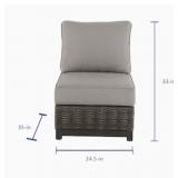 ALLEN + ROTH Lot of 3-  Altadena Wicker Brown Metal Frame Stationary Conversation Chair(s) with Tan Sunbrella Cushioned Seat