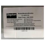 DAYTON Agricultural Exhaust Fan, Belt Drive, Less Motor, 36 in Propeller Dia. (In.), 3/4 hp