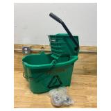 TOUGH GUY Green Plastic Mop Bucket and Wringer, 8 3/4 gal (with casters)