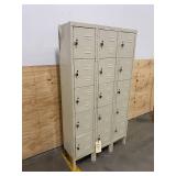HALLOWELL Tan Box Locker, (3) Wide, (5) Tier , Openings: 15, 36 in W X 12 in D X 66 in H