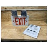 LUMAPRO Number of Faces 2, LED, Exit Sign with Emergency Lights, White, Plastic, Letter Color Red