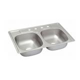 GRAINGER APPROVED Elkay, 33 in x 22 in, Stainless Steel, Kitchen Sink