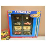 ROAD CHAMPS CORVETTE 4 VEHICLE SET 1/43 SCALE DIE CAST - 2 MAISTO MOTORIZED 4.5 DIE CAST CARS! - NICE SET! - IN BOX! - SEE PICTURES!