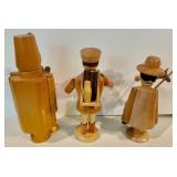 3 Carved Wood Smokers