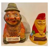 2 Carved Wooden Match Box Holders