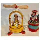 Ornate Wooden Candle Holder and a Music Box