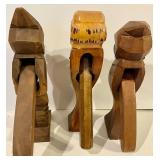 3 Carved Wood Nutcrackers