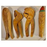 4 Carved Wood Nutcrackers