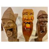 3 Carved Wood Nutcrackers