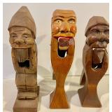 3 Carved Wood Nutcrackers