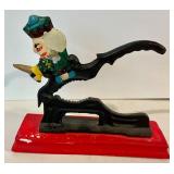 Magnificent Metal Nutcracker with a Wooden Base