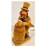 2 Carved Wood Barrel Men