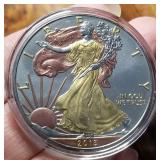 2013 GOLD PLATED SILVER EAGLE 1 TROY OZ .999 FINE SILVER IN AIRTITE