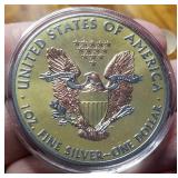 2013 GOLD PLATED SILVER EAGLE 1 TROY OZ .999 FINE SILVER IN AIRTITE
