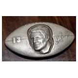 1 TROY OZ. .999 FINE SILVER DAN MARINO ART BAR FOOTBALL SHAPED
