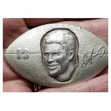 1 TROY OZ. .999 FINE SILVER DAN MARINO ART BAR FOOTBALL SHAPED