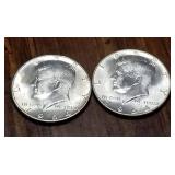 2 UNC 1964 KENNEDY HALF DOLLARS