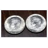 2 UNC 1964 KENNEDY HALF DOLLARS