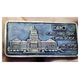 1 TROY OZ. .999 FINE SILVER ART BAR IDAHO