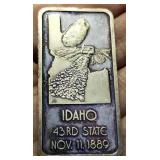1 TROY OZ. .999 FINE SILVER ART BAR IDAHO