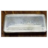 1000 grains (2.08 Oz) STERLING SILVER (92.5%) TS BREMEN ART BAR