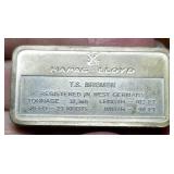 1000 grains (2.08 Oz) STERLING SILVER (92.5%) TS BREMEN ART BAR
