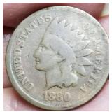 1880 INDIAN HEAD CENT IN AIRTITE