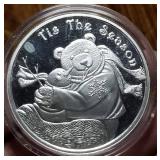 1 TROY OZ. .999 FINE SILVER CHRISTMAS THEME IN AIRTITE