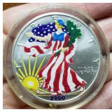 2000 COLOR ENHANCED AMERICAN SILVER EAGLE 1 TROY OZ. .999 FINE SILVER IN AIRTITE