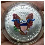 2000 COLOR ENHANCED AMERICAN SILVER EAGLE 1 TROY OZ. .999 FINE SILVER IN AIRTITE