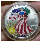 2000 COLOR ENHANCED AMERICAN SILVER EAGLE 1 TROY OZ. .999 FINE SILVER IN AIRTITE