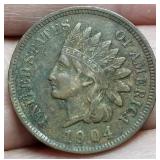 1904 INDIAN HEAD CENT XF DETAILS IN AIRTITE
