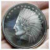 1 TROY OZ. .999 FINE SILVER INDIAN CHIEF DESIGN