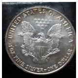 1991 AMERICAN SILVER EAGLE 1 TROY OZ. .999 FINE SILVER DOLLAR