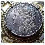 1921 MORGAN SILVER DOLLAR BELT BUCKLE