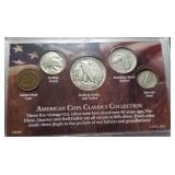 5 US COIN SET WALKING LIB 50C STANDING 25C MERCURY 10C BUFFALO 5C INDIAN 1C