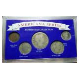 5 US COIN SET BARBER 50C BARBER 25C BARBER 10C LIBERTY 5C INDIAN 1C
