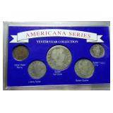 5 US COIN SET BARBER 50C BARBER 25C BARBER 10C LIBERTY 5C INDIAN 1C