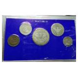 5 US COIN SET BARBER 50C BARBER 25C BARBER 10C LIBERTY 5C INDIAN 1C